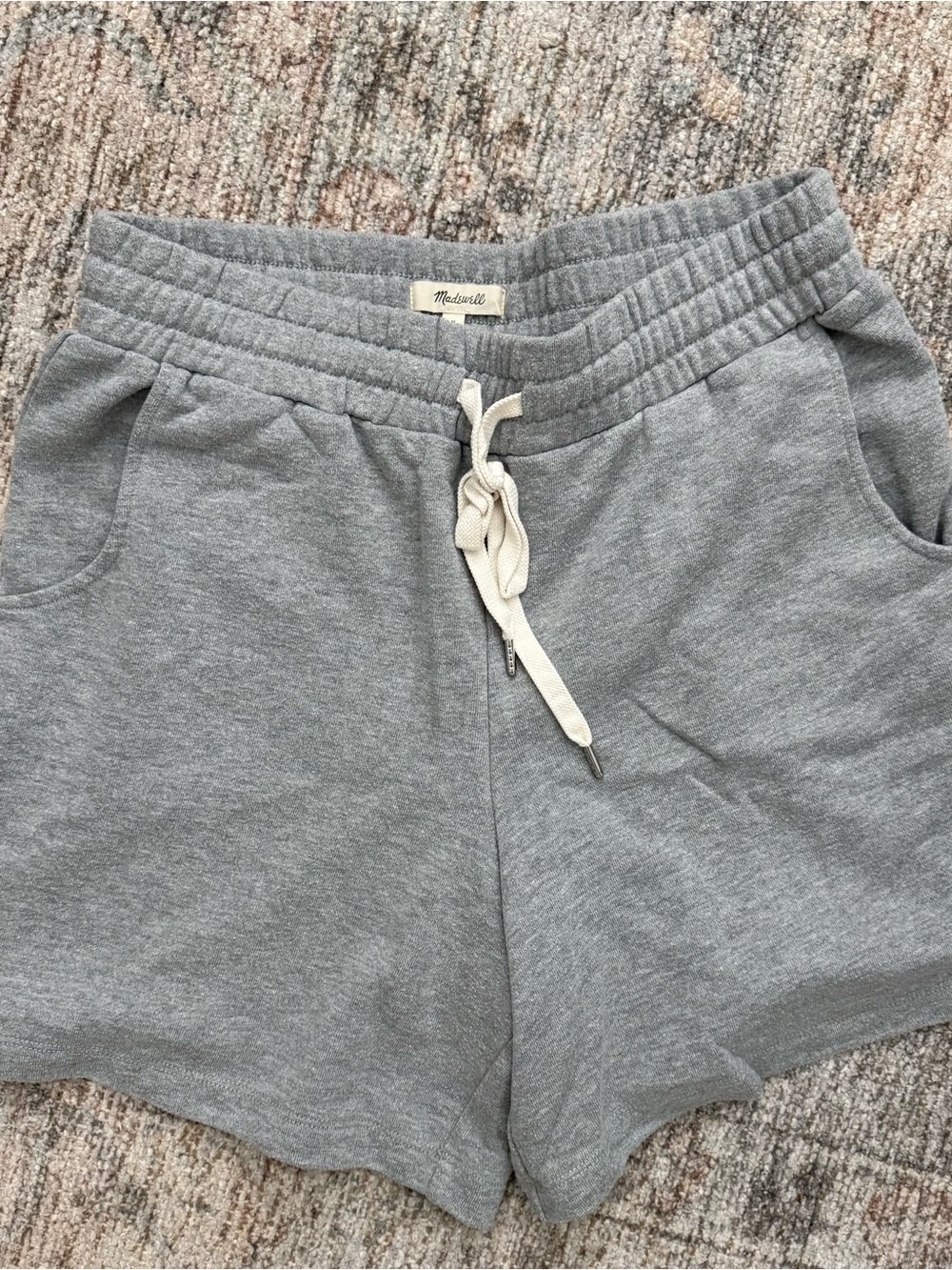 Madewell Light Gray Elastic Drawstring Athletic Shorts